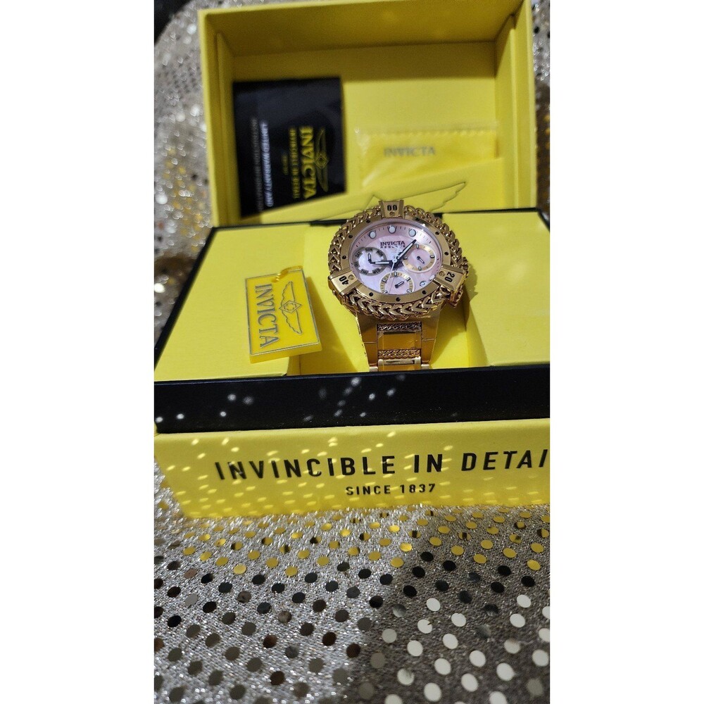 INVICTA RESERVE SWISS RONDA GOLD UNISEX Z60 WATCH, MOTHER OF PEARL DIAL